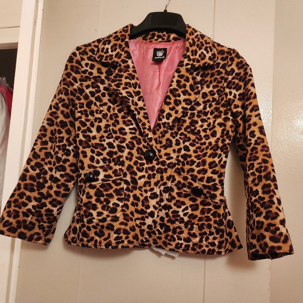 Dollhouse Vintage cropped jacket leopard printed 3/4 sleeves size M Nwot